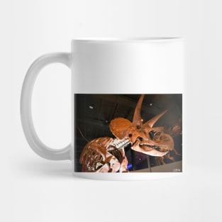 the triceratops dinosaur fossil in museum portrait ecopop photo art Mug